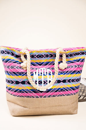 Pink Sabino Canyon with Jute Beach Tote - Wholesale Accessory Market