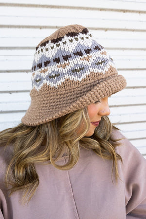 Cass Lake Knit Bucket Hat, Taupe - Wholesale Accessory Market