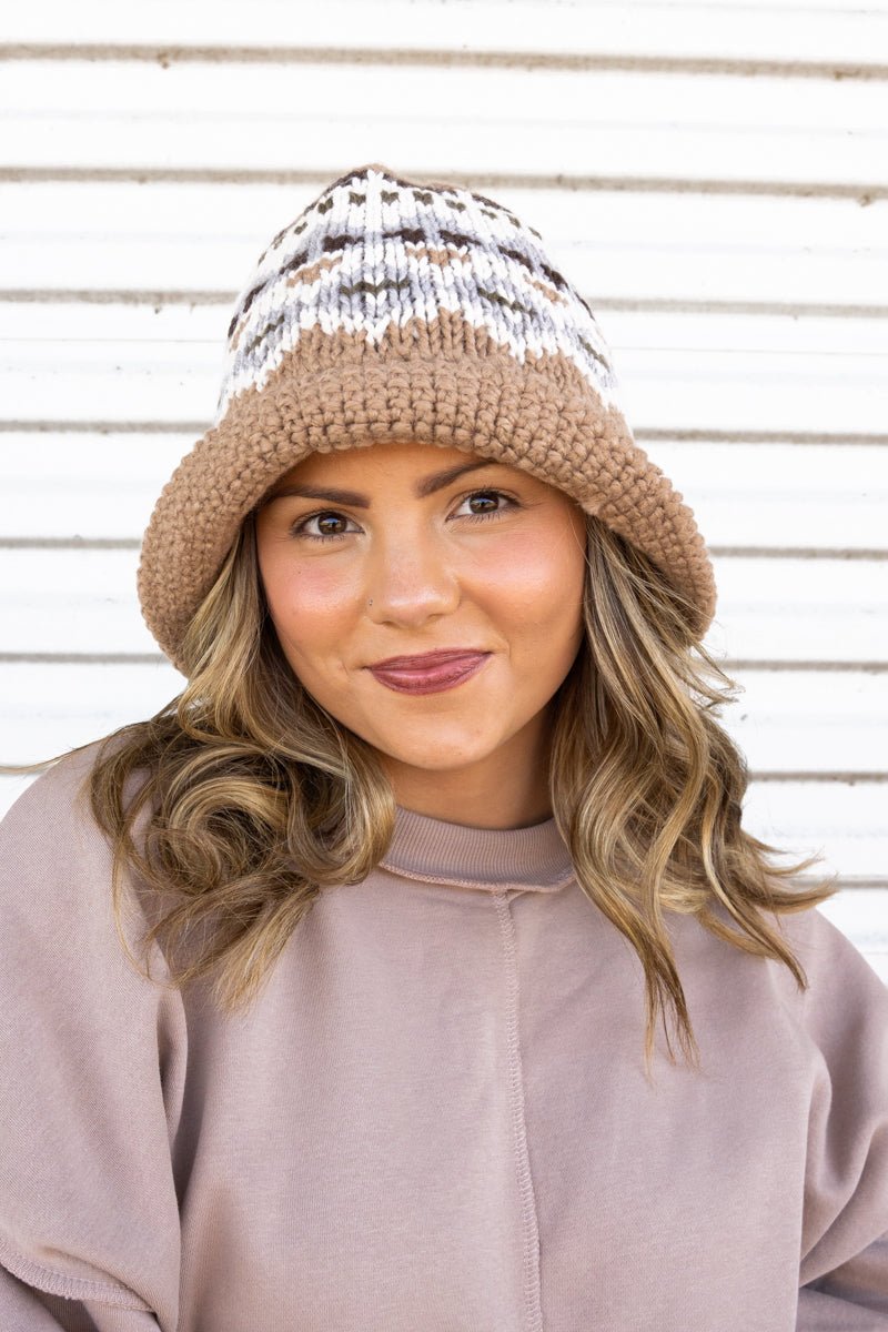 Cass Lake Knit Bucket Hat, Taupe Wholesale Accessory Market
