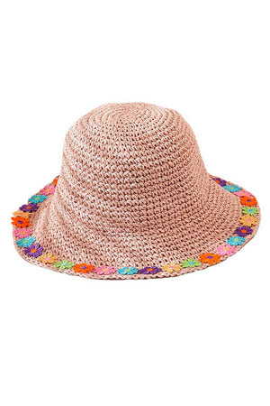 Bora Bora Pink Straw Bucket Hat - Wholesale Accessory Market