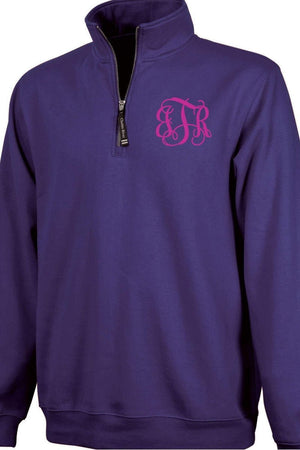Charles River Quarter Zip Sweatshirt (Men's Cut), Purple *Personalize It! (Wholesale Pricing N/A) - Wholesale Accessory Market