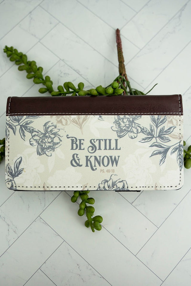 Be Still & Know Neutral Florals LuxLeather Checkbook Cover - Wholesale Accessory Market