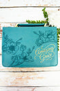 Amazing Grace Floral Teal LuxLeather Large Bible Cover - Wholesale Accessory Market