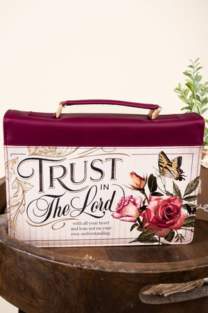Trust in the Lord Floral Pomegranate Red LuxLeather Large Bible Cover - Wholesale Accessory Market