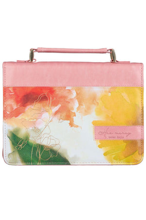 Pastel Meadow Pink Watercolor LuxLeather Large Bible Cover - Wholesale Accessory Market