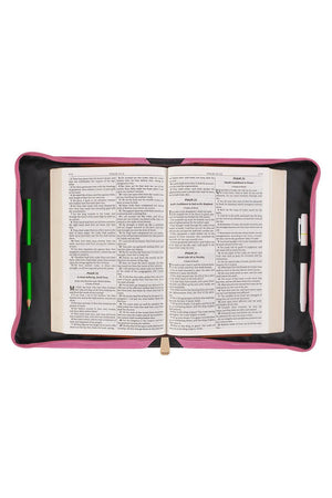Trust in the LORD Floral Pink Faux Leather Large Bible Cover - Wholesale Accessory Market
