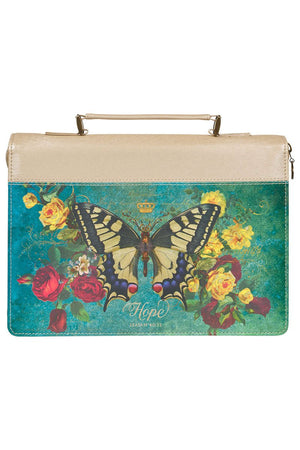 Hope Butterfly Teal Faux Leather Large Bible Cover - Wholesale Accessory Market