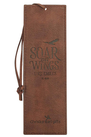 Soar On Wings Like Eagles Brown LuxLeather Page Marker - Wholesale Accessory Market