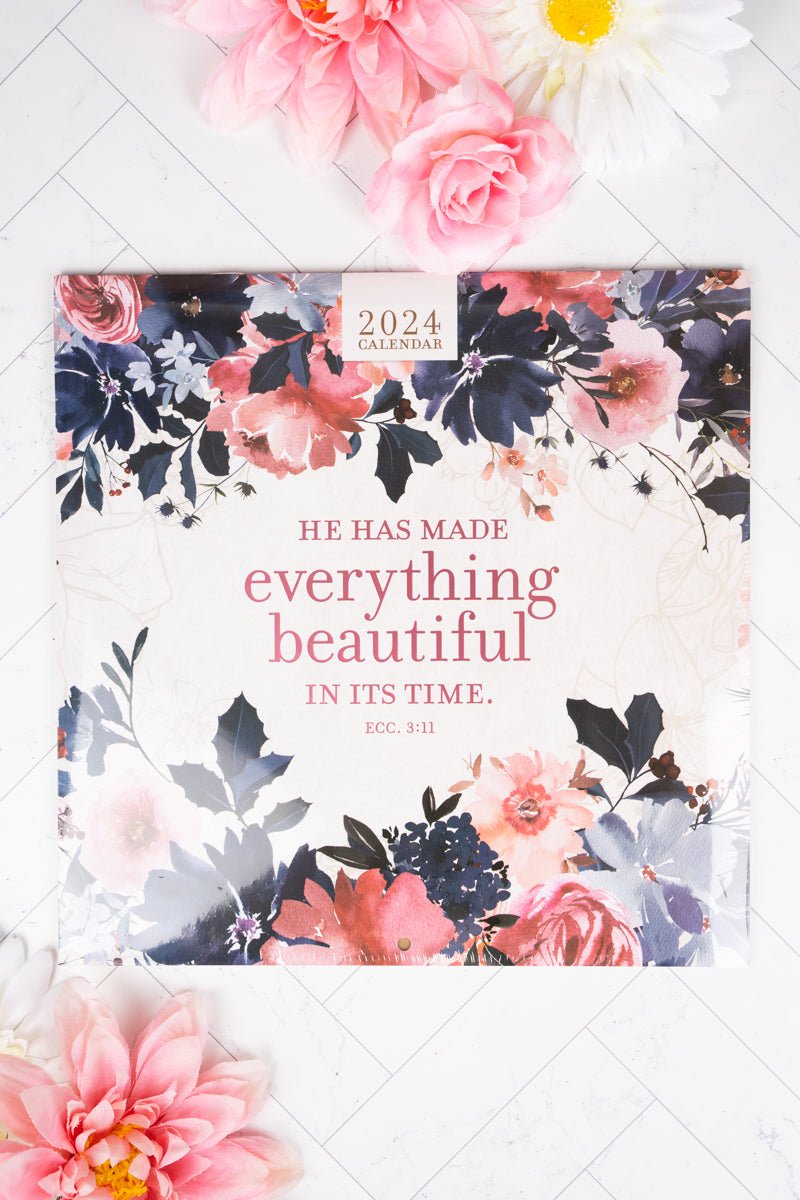2024 Everything Beautiful Floral Wall Calendar Wholesale Accessory Market
