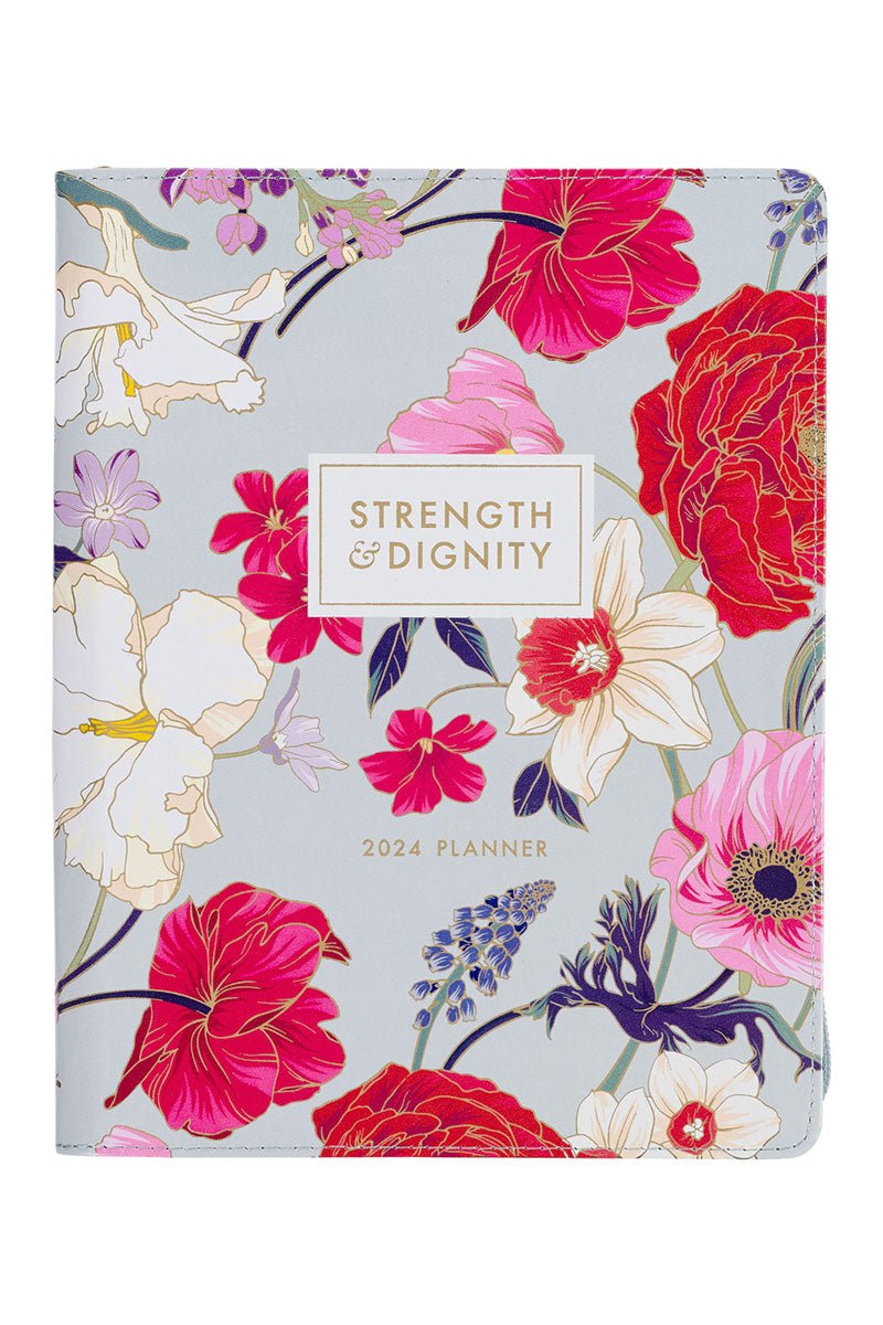 2024-strength-and-dignity-floral-zippered-18-month-daily-planner