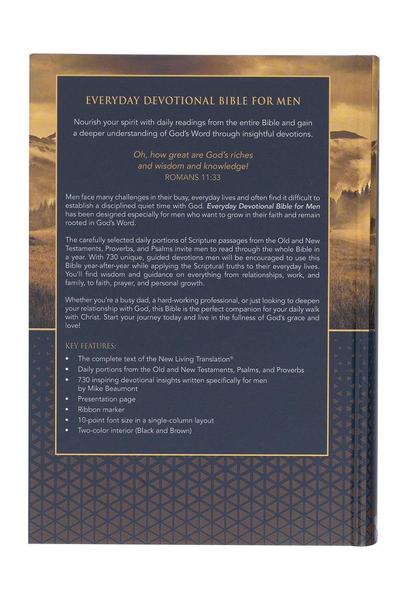 Gold and navy mountain view hardcover nlt everyday devotional bible for