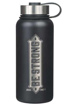 Be Strong Black Stainless Steel Water Bottle - Wholesale Accessory Market