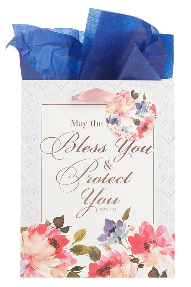 Bless You & Protect You Floral Floral Medium Gift Bag - Wholesale Accessory Market
