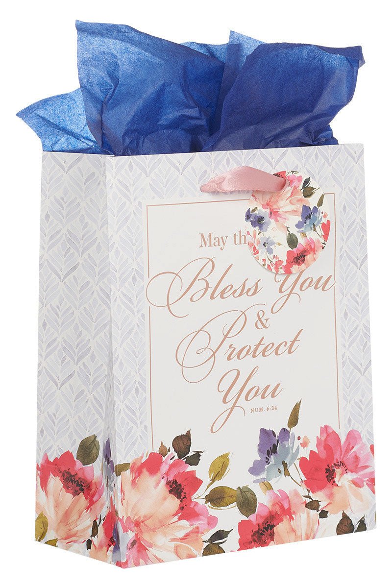 Bless You & Protect You Floral Floral Medium Gift Bag - Wholesale Accessory Market