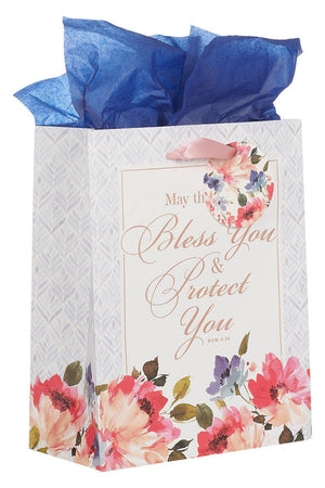 Bless You & Protect You Floral Floral Medium Gift Bag - Wholesale Accessory Market