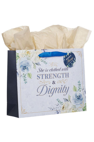 Strength & Dignity Blue Roses Large Landscape Gift Bag - Wholesale Accessory Market