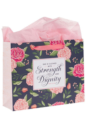 Strength & Dignity Pink Rose Large Landscape 3-in-1 Gift Bag Set - Wholesale Accessory Market