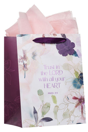 Trust in the Lord Purple Bloom Large Portrait Gift Bag - Wholesale Accessory Market