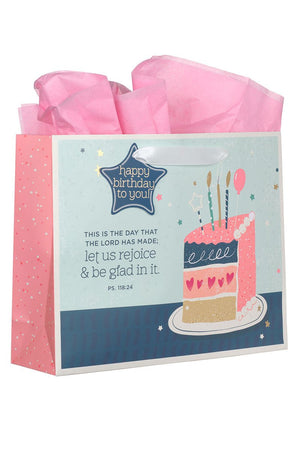 This is the Day Birthday Cake Large Landscape Gift Bag - Wholesale Accessory Market
