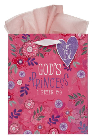 God's Princess Pink Floral Medium Gift Bag - Wholesale Accessory Market