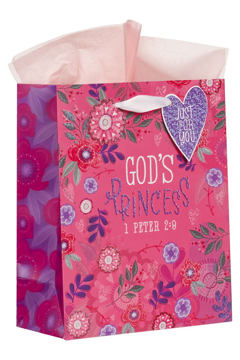 God's Princess Pink Floral Medium Gift Bag - Wholesale Accessory Market