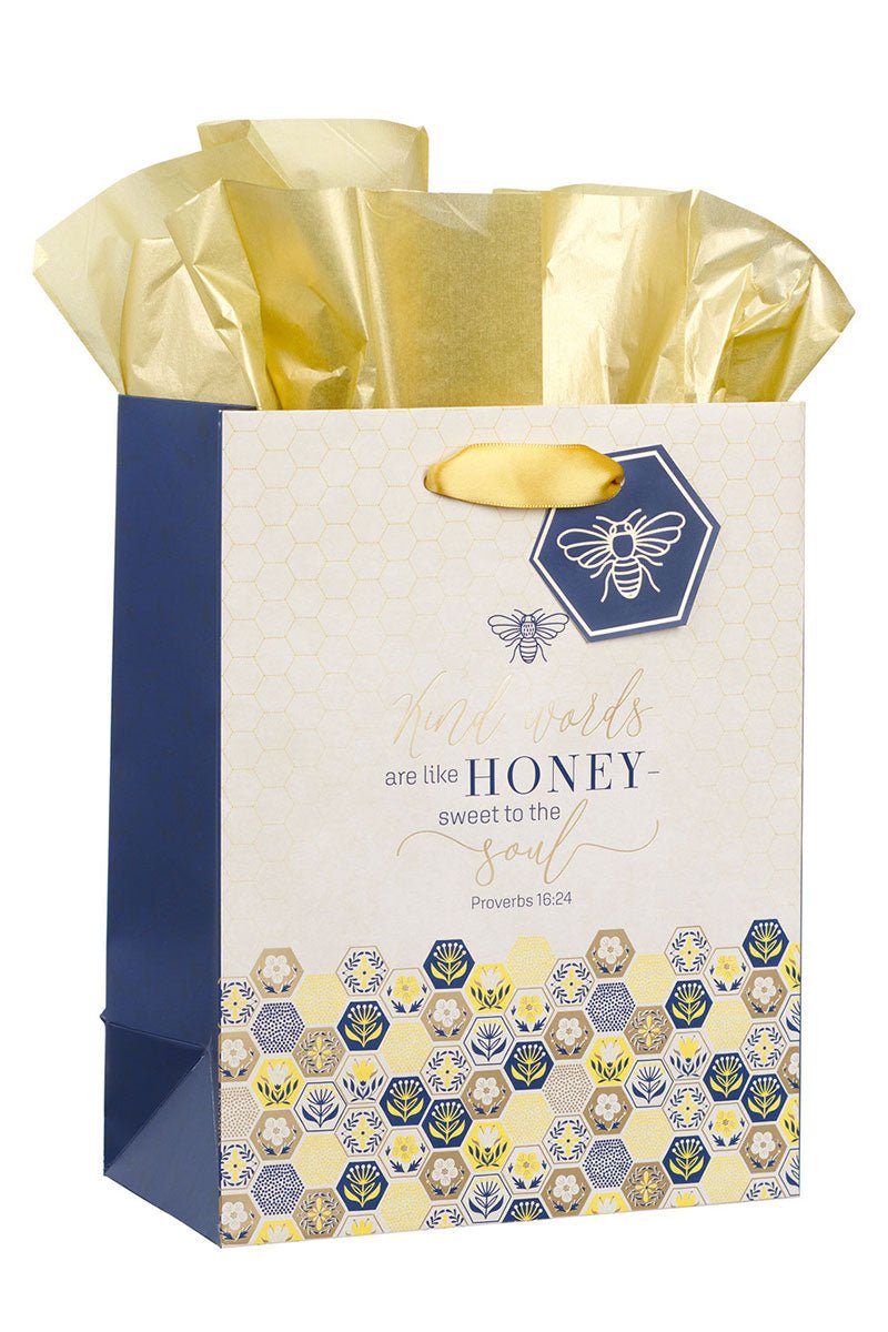 Kind Words Are Like Honey Floral Medium Gift Bag - Wholesale Accessory Market