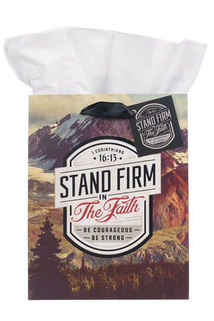 Stand Firm in the Faith Mountain View Floral Medium Gift Bag - Wholesale Accessory Market
