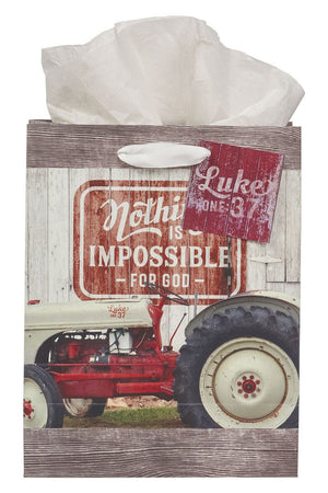 Nothing is Impossible Red Farm Floral Medium Gift Bag - Wholesale Accessory Market