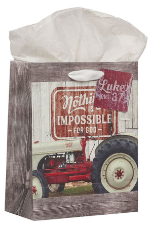Nothing is Impossible Red Farm Floral Medium Gift Bag - Wholesale Accessory Market