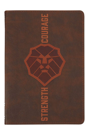 Strength and Courage Lion Brown Faux Leather Journal - Wholesale Accessory Market