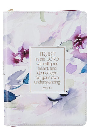 Trust in the Lord Plum Floral Faux Leather Zippered Journal - Wholesale Accessory Market