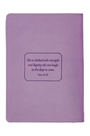 Strength & Dignity Hummingbird Purple Faux Leather Zippered Journal - Wholesale Accessory Market