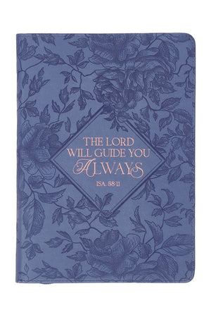The Lord Will Guide You Blue Faux Leather Zippered Journal - Wholesale Accessory Market