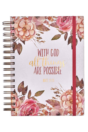 Matthew 19:26 'All Things' Large Wirebound with Elastic Journal - Wholesale Accessory Market