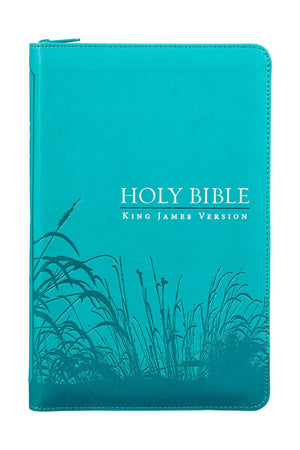 Turquoise Faux Leather Zippered KJV Deluxe Gift Bible with Thumb Index - Wholesale Accessory Market
