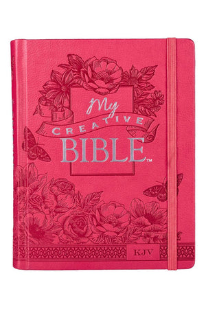Bright Pink Floral Faux Leather KJV My Creative Bible - Wholesale Accessory Market
