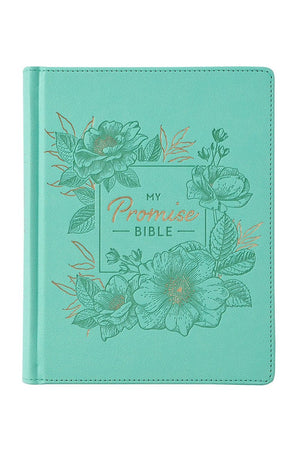 Teal Floral Faux Leather KJV My Promise Bible - Wholesale Accessory Market