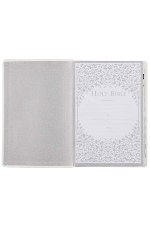White LuxLeather Large Print Thinline KJV Bible with Thumb Index - Wholesale Accessory Market