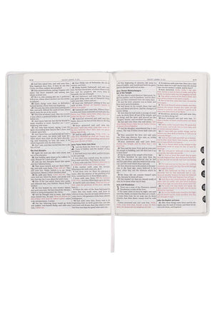White LuxLeather Large Print Thinline KJV Bible with Thumb Index - Wholesale Accessory Market