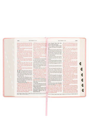 Sunrise Pink Faux Leather Giant Print KJV Full-Size Bible with Thumb Index - Wholesale Accessory Market