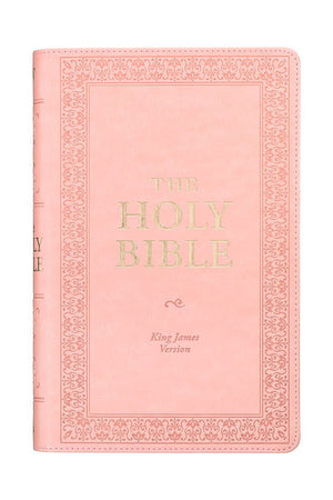 Sunrise Pink Faux Leather Giant Print KJV Full-Size Bible with Thumb Index - Wholesale Accessory Market