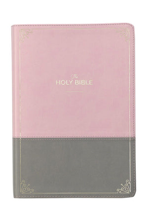 Pink and Gray Faux Leather Super Giant Print KJV Bible with Thumb Index - Wholesale Accessory Market