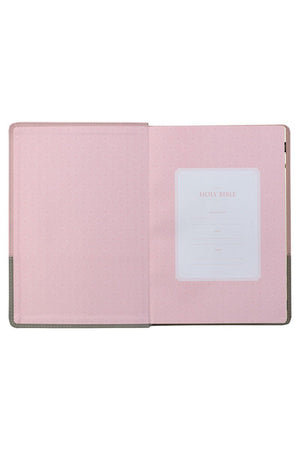 Pink and Gray Faux Leather Super Giant Print KJV Bible with Thumb Index - Wholesale Accessory Market