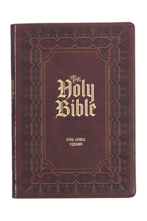 Framed Burgundy Faux Leather Super Giant Print KJV Bible - Wholesale Accessory Market