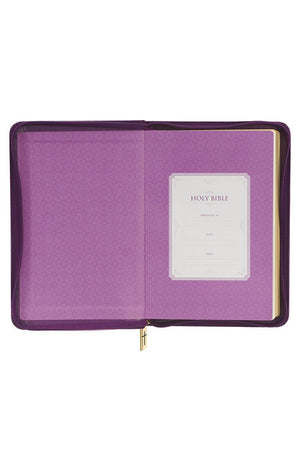 Iris Purple Faux Leather KJV Zippered Compact Bible - Wholesale Accessory Market