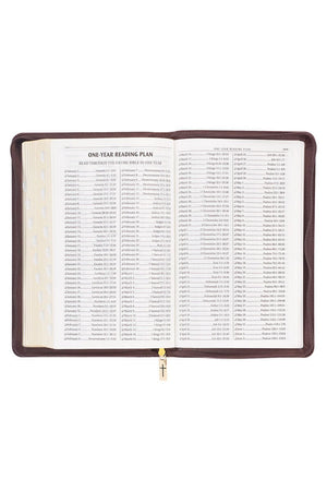 Espresso Lion Faux Leather Zippered KJV Deluxe Gift Bible with Thumb Index - Wholesale Accessory Market