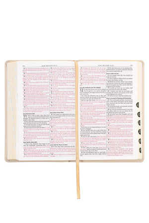 Pearlized Ivory Faux Leather KJV Deluxe Gift Bible with Thumb Index - Wholesale Accessory Market