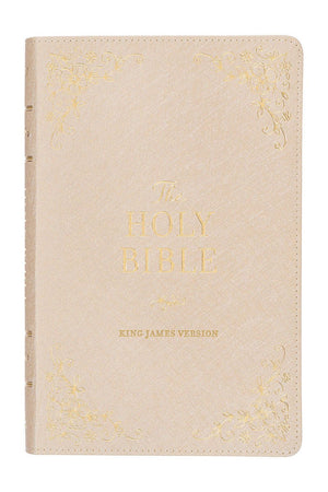 Pearlized Ivory Faux Leather KJV Deluxe Gift Bible with Thumb Index - Wholesale Accessory Market
