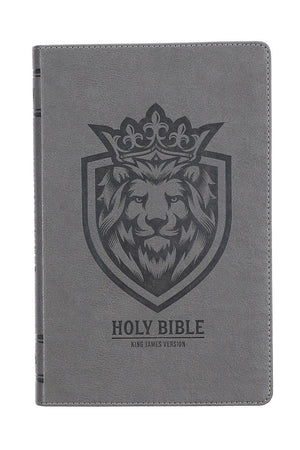 Charcoal Gray Lion Faux Leather KJV Gift Edition Bible - Wholesale Accessory Market