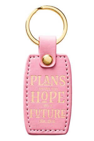 Jeremiah 29:11 'Hope And A Future' Pink LuxLeather Keyring - Wholesale Accessory Market